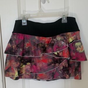 Fila Black and Pink Patterned Athletic Skirt